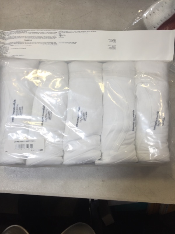 Photo 1 of Amazon Essentials Men's Cotton Crewneck Undershirt 3X-Large White ( 5 Shirts)