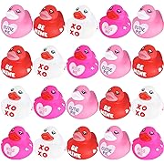 Photo 1 of  Valentine Rubber Duckies Valentine's Day Heart Ducks Small Tiny Rubber Ducks for Kids Valentine's Day Toys Gift Valentines School Classroom Exchange