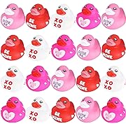Photo 1 of 20 Pcs Valentine Rubber Duckies Valentine's Day Heart Ducks Small Tiny Rubber Ducks for Kids Valentine's Day Toys Gift Valentines School Classroom Exchange
