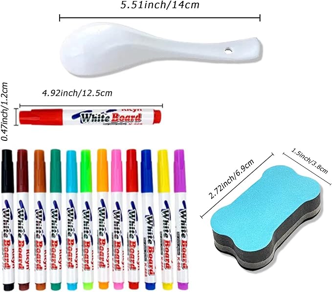 Photo 1 of Chuvppl Magical Water Painting Pen, Erasing Whiteboard Marker with 1 pcs Spoon