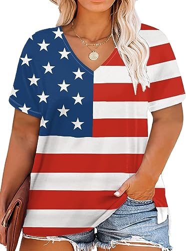 Photo 1 of DOLNINE Womens-Plus-Size-Tops-Summer V Neck T Shirts Side Split Tunics Tees (SIZE - 18W)