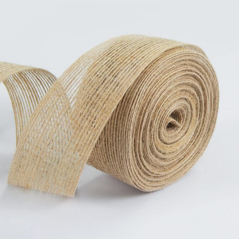 Photo 1 of 1-1/2" Wide x 10 Yards Long Natural Burlap Fabric Ribbon, Jute Ribbon for Crafts, Gift Wrapping, Christmas Tree, Wedding Decoration, Event Party, Mother's Day
2 PACK 