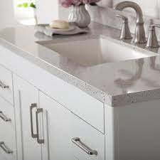 Photo 1 of 49 in. W x 22 in. D Engineered Solid Surface Vanity Top in Silver Ash with White Rectangular Single Sink
