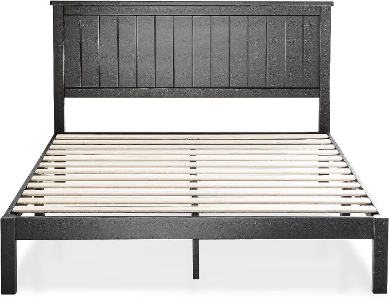 Photo 1 of ZINUS Santiago Wood Platform Bed Frame / Wood Slat Support / No Box Spring Needed / Easy Assembly, King,Black
