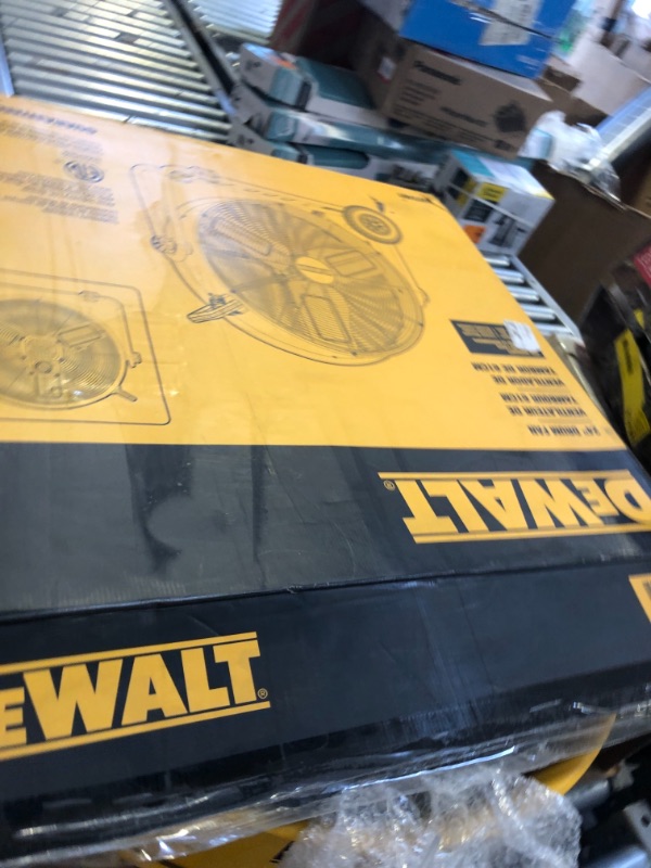 Photo 1 of DEWALT DXF-2490 High-Velocity Industrial, Drum, Floor, Barn, Warehouse Fan, Heavy Duty Air Mover with Adjustable Tilt & Large Wheel, 24", Yellow
