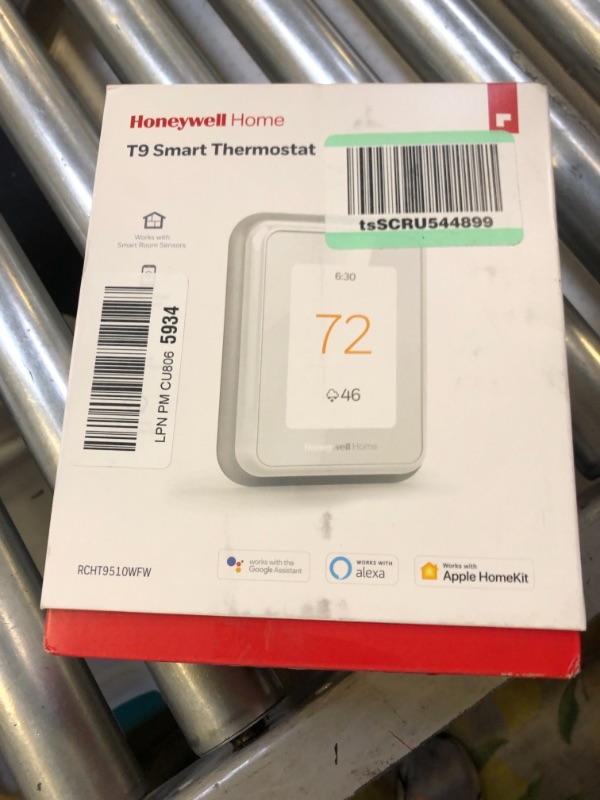 Photo 1 of Honeywell Home T9 WiFi Smart Thermostat, Smart Room Sensor Ready, Touchscreen Display, Alexa and Google Assist Wi-Fi Thermostat