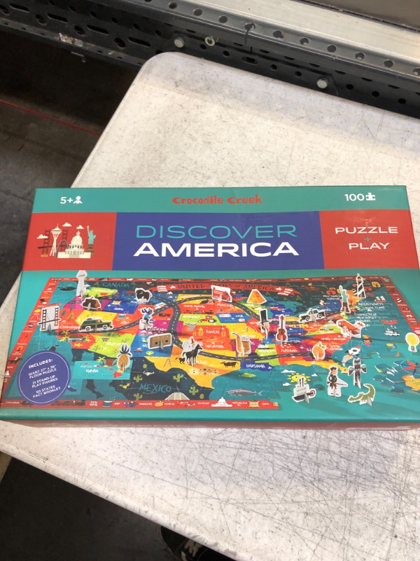 Photo 3 of Crocodile Creek Discover America Learn + Play 100 Piece Jigsaw Floor Puzzle and 21 Figures, 36