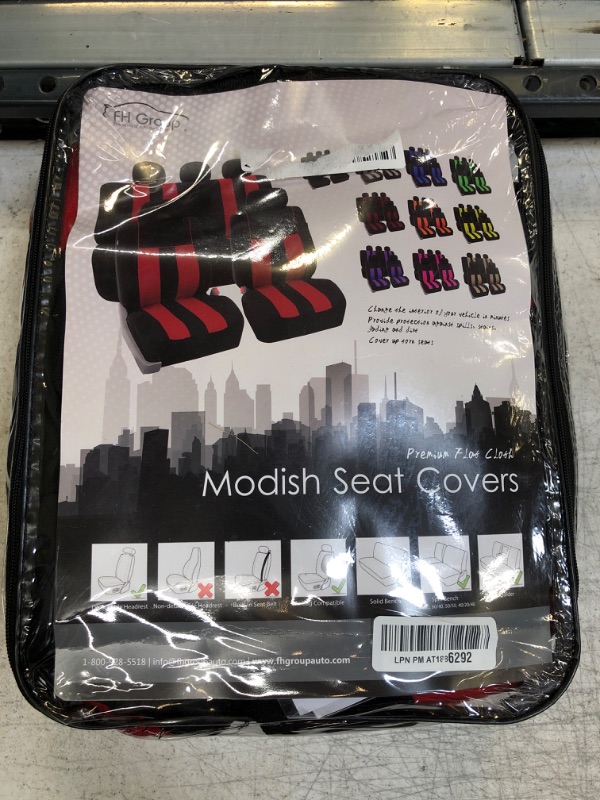 Photo 2 of FH Group Car Seat Covers Full Set Cloth - Universal Fit, Automotive Seat Covers, Low Back Front Seat Covers, Airbag Compatible, Split Bench Rear Seat, Car Seat Cover for SUV, Sedan, Van Red