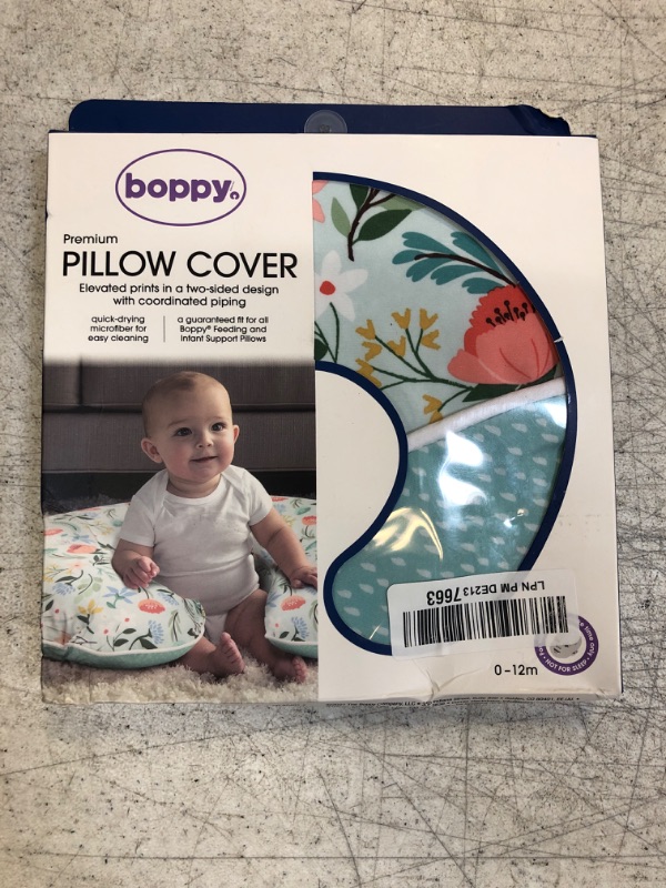 Photo 2 of Boppy Nursing Pillow Cover, Premium Quick-Dry Fabric, Mint Flower, Fits the Original Support Boppy Pillow for Breastfeeding and Bottle Feeding, Cover Only, Nursing Support Pillow Sold Separately Mint Flower Shower