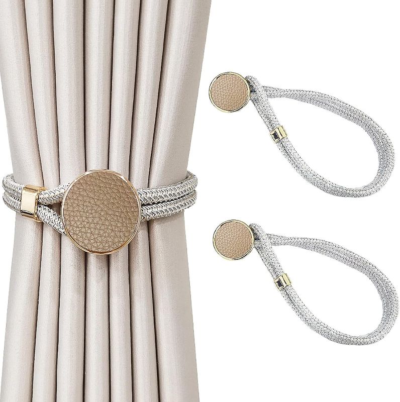 Photo 1 of 2 Pack Elegant Curtain Tiebacks Decorative Curtain Tie Backs Curtain Holdbacks Modern Style Drape Ties Holder Buckle for Indoor and Outdoor Window Treatment(Khaki)
