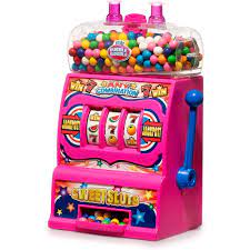 Photo 1 of Playo Gumball Slot Machine for Kids Toy Mini Bank Candy Dispenser, Pink
