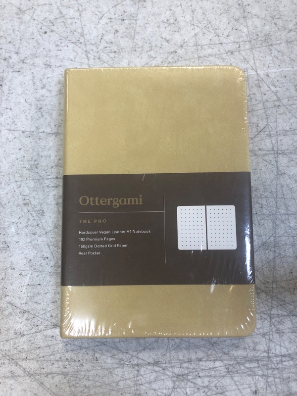 Photo 2 of Ottergami Bullet Dotted Journal |A5 Notebook | Thick 150GSM Dot Grid Journal | Vegan Leather Notebooks for Work| 192 Pages, Inner Pocket, Scribble Test Page & Ribbon Bookmark | The Pro Dotted Sand