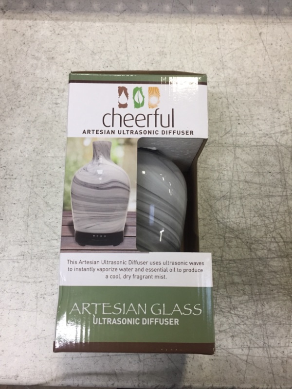 Photo 2 of A Cheerful Giver Artesian Glass Essential Oil Diffuser - Marble Vase Ultrasonic Aromatherapy Vaporizer with 7 Light Options & Auto Shut-Off

