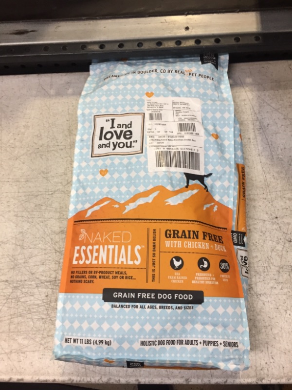 Photo 2 of "I and love and you" Naked Essentials Chicken & Duck Grain Free Dry Dog Food, 11 LB Chicken and Duck 11 Pound (Pack of 1). Best By Aug.8 2023