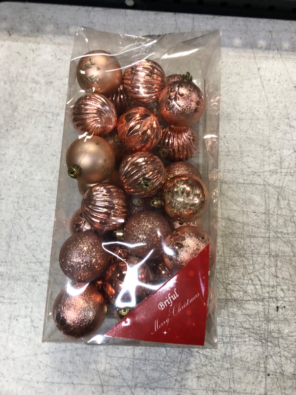 Photo 2 of 2.36" Christmas Ball Ornaments 36 Pcs Christmas Tree Decorations Set Shatterproof Small Rose Gold Christmas Ornaments Balls with Hanging Loop for Holiday Party Wreath Xmas Tree Decor
