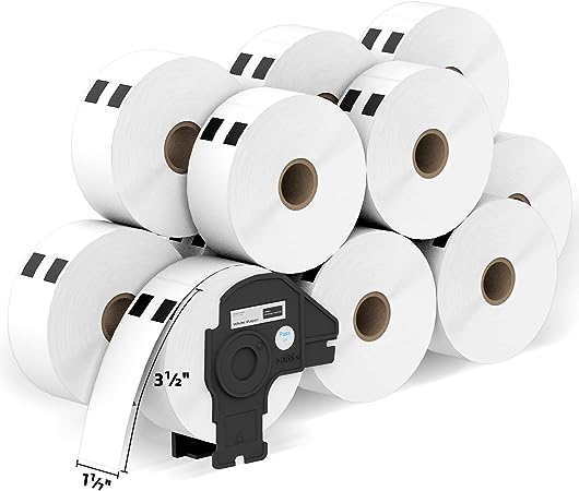 Photo 1 of Printholic - 12 Rolls Compatible with Brother DK 1201 (1-1/7" x 3-1/2") Labels Barcode Shipping Labels - 400/Roll Adress Labels for Brother QL Label Printers - Include 1 Detachable Frame
