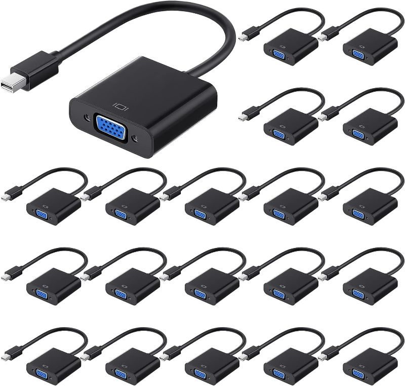 Photo 1 of Kanayu 20 Pcs Mini Display Port to VGA Adapter, DP to VGA Adapter Displayport to VGA Adapter Converter Male to Female Cable 1080P Compatible with Computer Desktop Laptop PC Monitor Projector HDTV
