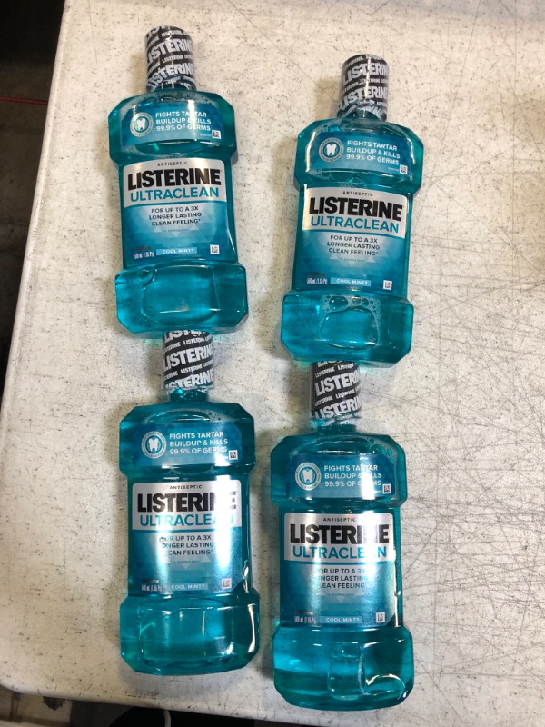 Photo 2 of (EXP 12/2022) Listerine Ultraclean Oral Care Antiseptic Mouthwash to Help Fight Bad Breath Germs Gingivitis Plaque and Tartar Oral Rinse Mouthwash (Pack of 4)