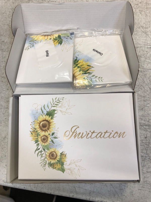 Photo 2 of AIFYHOUSE 25 Pack Invitations with Envelopes and Rsvp and Details Cards, Watercolor Sunflowers and Greenery Design for Wedding, Birthday, Anniversaries and Baby Showers