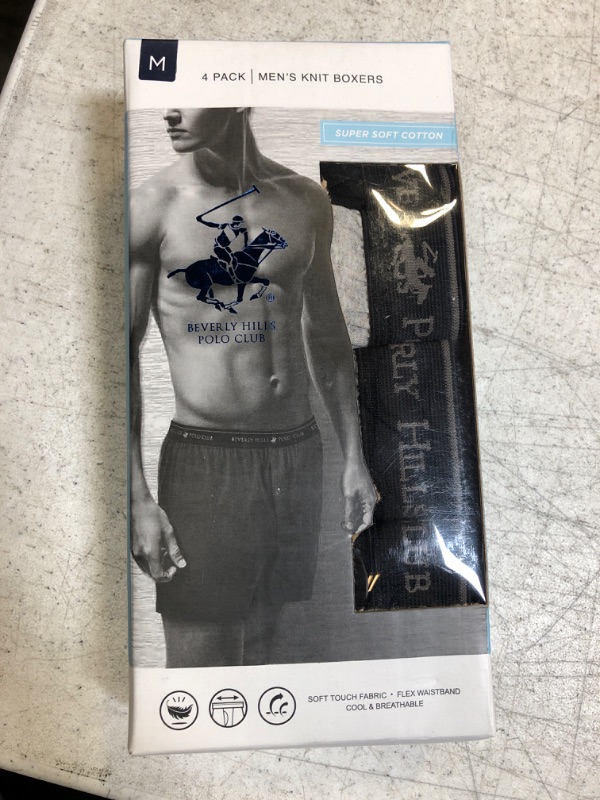 Photo 2 of Beverly Hills Polo Club Men's Premium Knit Boxer Shorts Size M (Pack of 4)
