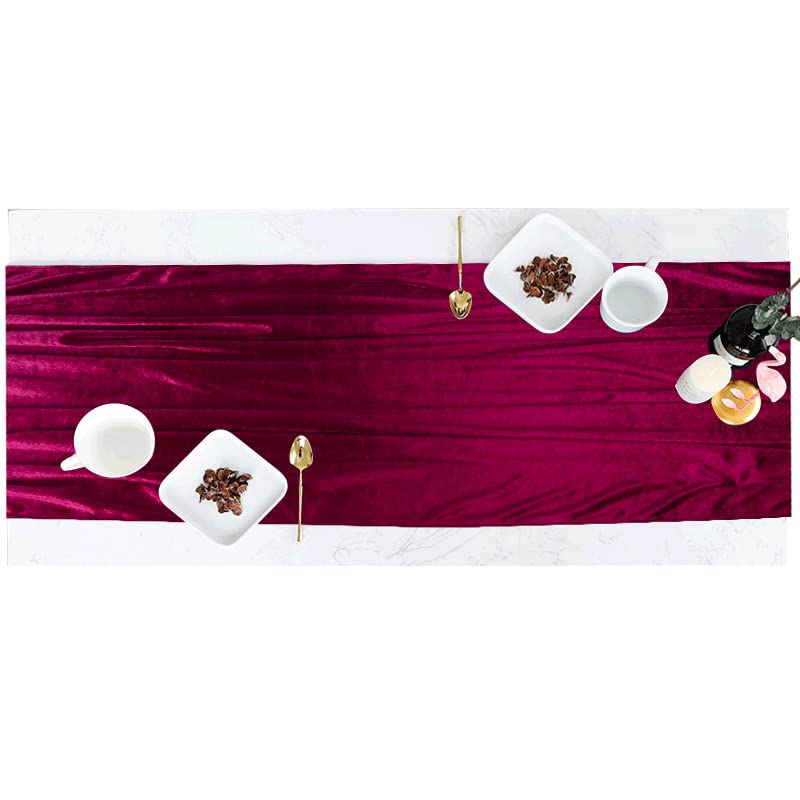 Photo 1 of (GRAY)Table Runner Velvet Farmhouse Table Runners 120 inchs Long Burgundy Soft Dining Table Runner for Kithchen Birthday Wedding Party Easter