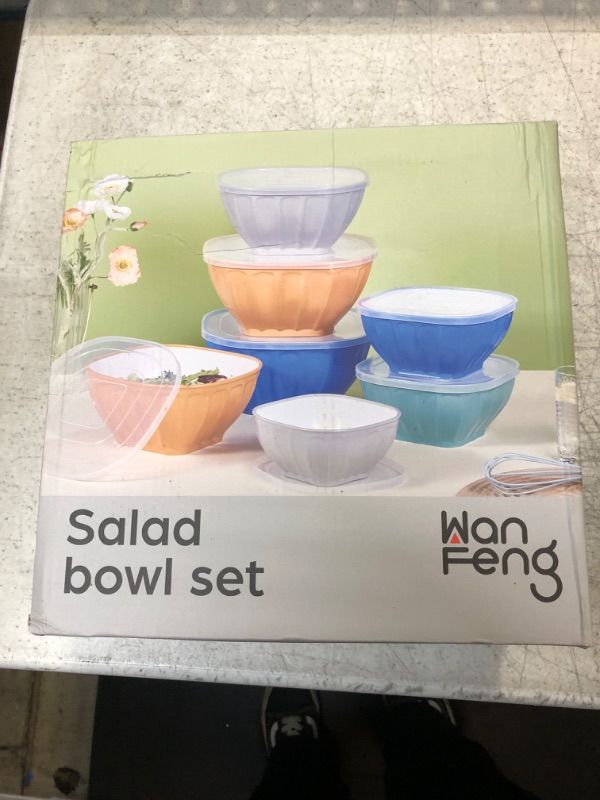 Photo 3 of  Mixing Bowls Set,Kitchen Bowls Set Salad Bowls Set,8 Piece Nesting Mixing Bowls Food Storage Container Bowls with Lids for Kitchen Food Prep and Storage Bowls Mixte Colors