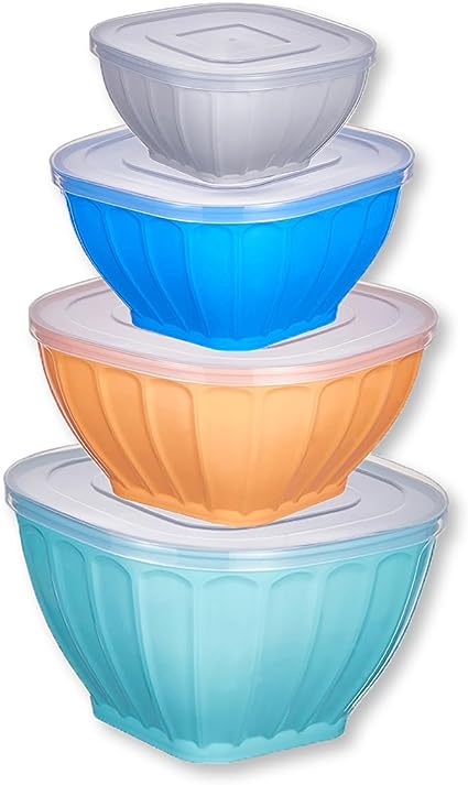 Photo 1 of  Mixing Bowls Set,Kitchen Bowls Set Salad Bowls Set,8 Piece Nesting Mixing Bowls Food Storage Container Bowls with Lids for Kitchen Food Prep and Storage Bowls Mixte Colors