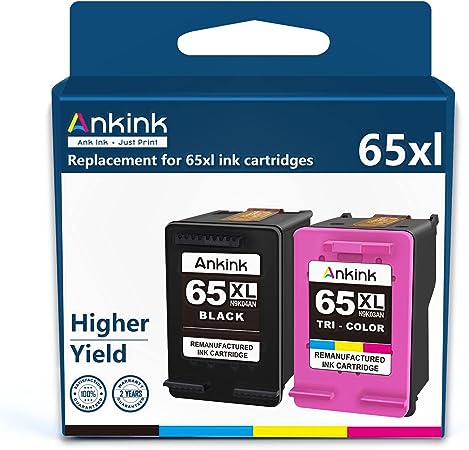 Photo 1 of Ankink 65XL Ink Cartridges Black Color Combo Pack Replacement for HP 65 HP65 XL Ink Fit for Envy 5055 5000 5052 5010 5070 5014 DeskJet 3755 3700 2600 3752 2652 2655 2622 2640 Printer (Black Tri-Color)
