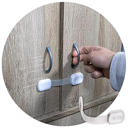 Photo 1 of 6-Pack Child Proof Locks for Cabinet Doors, Drawers, Fridge, Toilet Seat, Dishwasher, Trash Can, Cupboard - 3M - No Drilling - Child Safety Locks for Cabinets and Drawers - Baby Proofing Cabinet Lock
