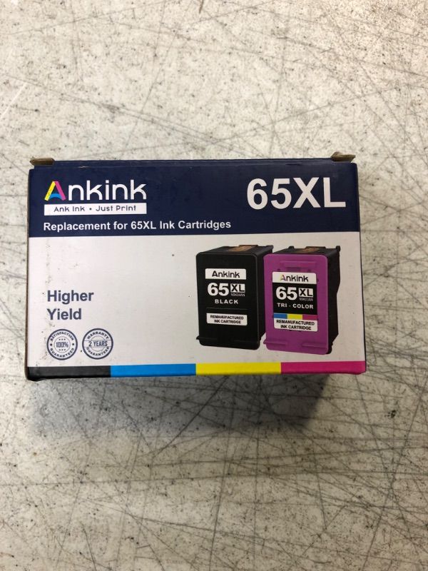 Photo 3 of Ankink 65XL Ink Cartridges Black Color Combo Pack Replacement for HP 65 HP65 XL Ink Fit for Envy 5055 5000 5052 5010 5070 5014 DeskJet 3755 3700 2600 3752 2652 2655 2622 2640 Printer (Black Tri-Color)
