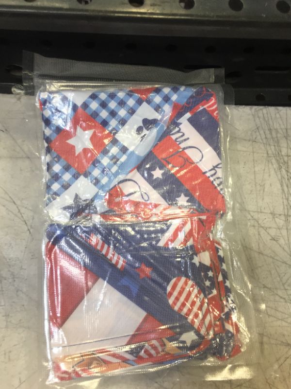 Photo 2 of 8 Pieces Patriotic Dog Bandana Independence Day Pet Bibs Scarfs American Flag Star Pet Scarfs Patriotic Neck Adjustable Pet Triangle Washable Kerchief for 4th of July Most Pets Wearing