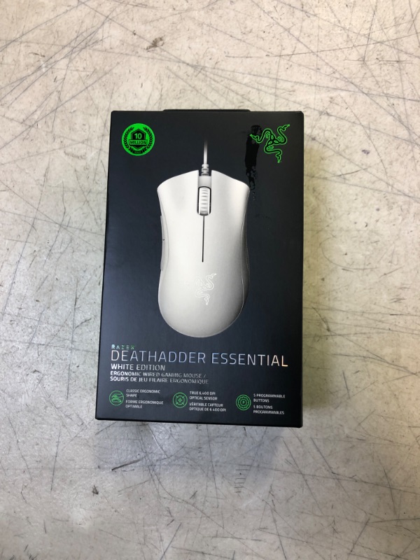 Photo 2 of Razer DeathAdder Essential Gaming Mouse: 6400 DPI Optical Sensor - Mercury White + Razer Mouse Grip Tape - Anti-Slip Grip Tape - Self-Adhesive Design (FACTORY SEALED)