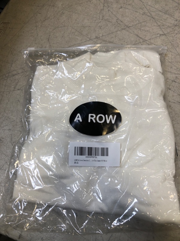Photo 1 of A ROW Short Sleeve Mock Neck Knit Tops for Women Form-Fitting Basic Tops for Summer Spring Fall Small Off-white