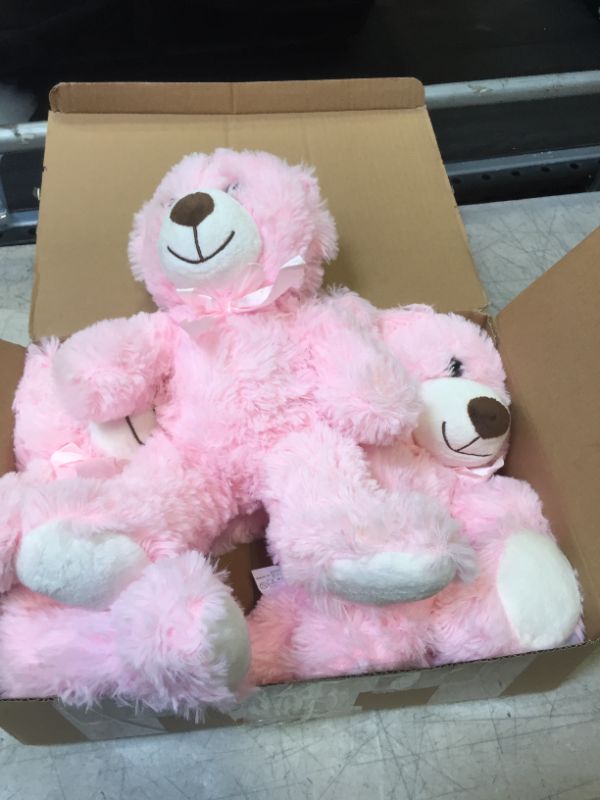 Photo 2 of DOLDOA Pink Teddy Bear Stuffed Animal 3 Packs, Cuddly Soft Teddy Bear Bulk 14'', Stuffed Animal Bulk Bear Plush Toy for Kids Boys Girls on Birthday, Christmas, Valentine's Day
