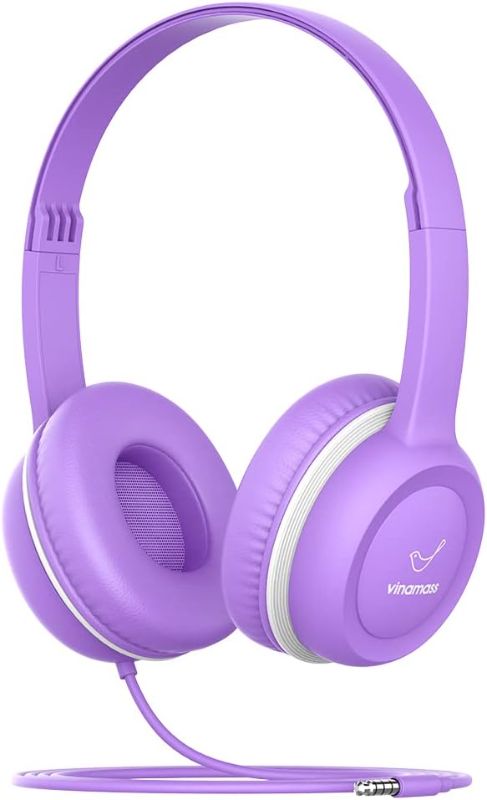 Photo 1 of vinamass Kids Headphones, Ear Headphones for Kids, Wired Headphones with Safe Volume Limiter 85dB, Adjustable and Flexible for Kids, Boys, Girls,Suit for School Classroom Students Teens Children
