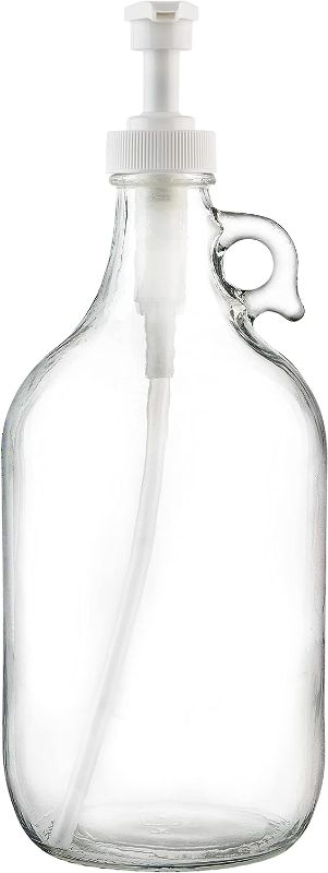 Photo 1 of Half Gallon Glass Pump Dispenser Bottle, Large Jug with Pump for Laundry Soap Dispenser, Liquid Detergent, Fabric Softener, Syrup Pump - 64 oz Capacity - by Kitchentoolz
