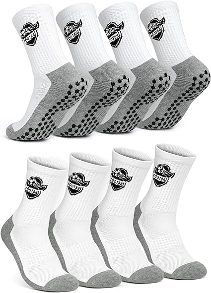 Photo 1 of BTAPRAK Kids Grip Socks Grip Athletic Sport Sockcs for Kids Cushion Ankle Crew Athletic Socks for Youth Boys & Girls 4 pairs
Color Black