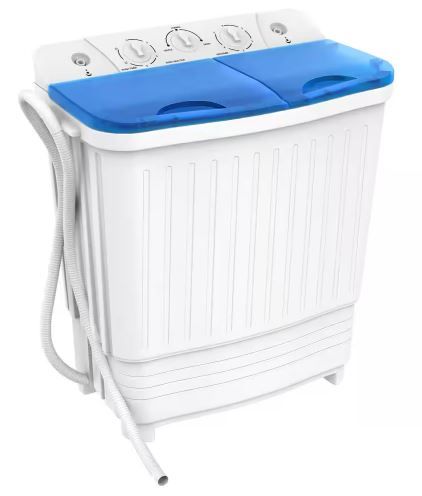 Photo 1 of 26lbs. Capacity Washer Twin Tub 2.33 cu.ft. Portable Washer & Dryer Combo Washing Machine in Blue
