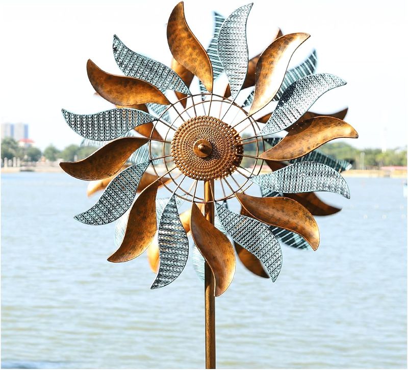 Photo 1 of 84 Inch Garden Spinners, Large Metal Wind Spinner for Outdoor, Yard Art Wind Sculpture Birthday Gifts for Women
