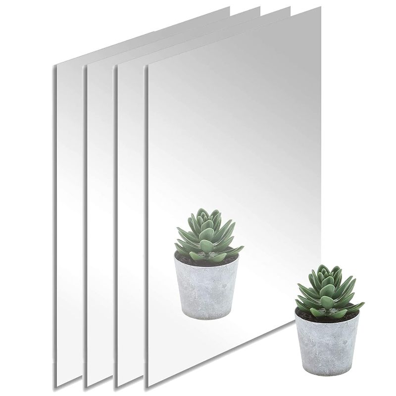 Photo 1 of (4-Pack) 12" x 24" Silver Mirrored Acrylic – 5/64" Thick; Perfect for Decorative Furniture, Craft Projects, Signs and More; The Unshattered Substitute for Glass Mirror, Safe for Children and Adults
