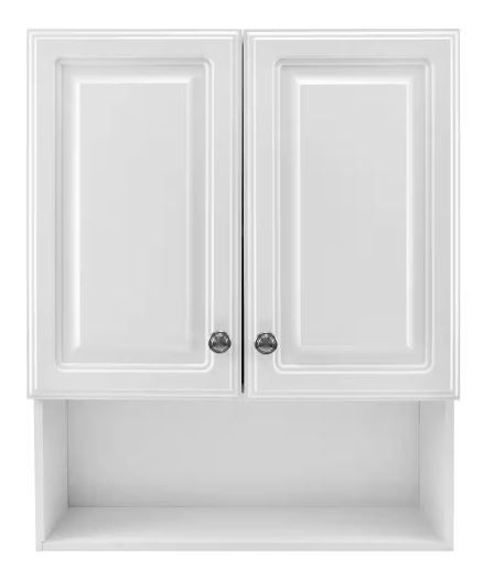 Photo 1 of 23-1/8 in. W x 27-7/8 in. H Framed Surface-Mount Bathroom Medicine Cabinet in White
