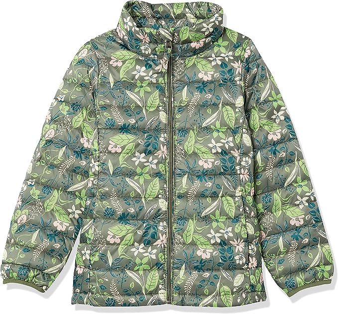 Photo 1 of Amazon Essentials Girls and Toddlers' SIZE SMALL Lightweight Water-Resistant Packable Mock Puffer Jacket
