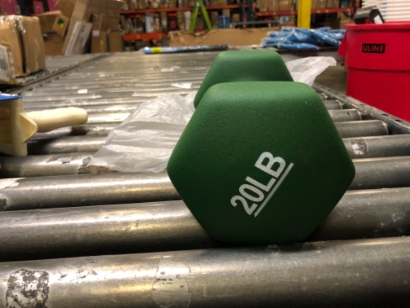 Photo 2 of 20lb Green Rubber Hex Dumbbell 