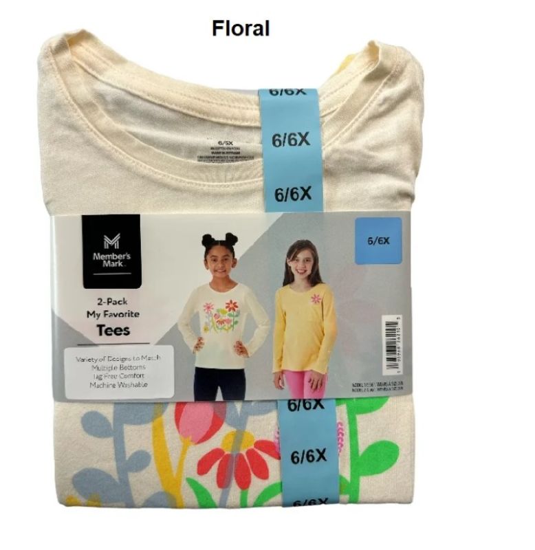 Photo 3 of Member's Mark Girl's 2-Pack My Favorite Tag Free Comfort Long Sleeve Tees +  2-Pack My Favorite Tag Free Comfort Long Sleeve Tees FLOWERS AND UNICORNS  + Girls' Favorite 3-Pack Legging