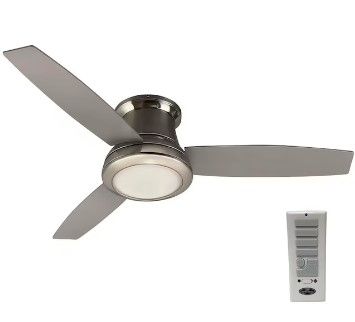 Photo 1 of Harbor Breeze Sailstream 52-in Brushed Nickel Indoor Flush Mount Ceiling Fan with Light Remote (3-Blade)