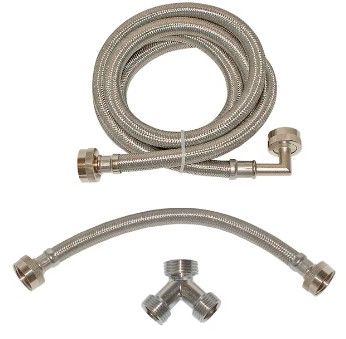 Photo 1 of *SEE NOTES EASTMAN 72-in 3/4-in Fht Inlet x 3/4-in Fht Outlet Braided Stainless Steel Steam Dryer Installation Kit + Aluminum Semi-rigid Flexible Duct  4-in x 92-in