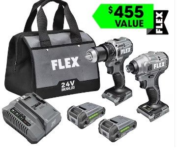 Photo 1 of *SEE NOTES * FLEX COMPACT 2-Tool Brushless Power Tool Combo Kit with Soft Case (Li-ion Batteries and Charger Included)