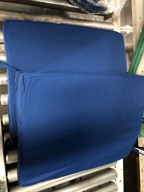 Photo 2 of *NEW* idee-home Outdoor Chair Cushions Set of 4 Patio, Ties, 18.5" x 16" x 3" Dark Cerulean (4 Pack) Dark Cerulean