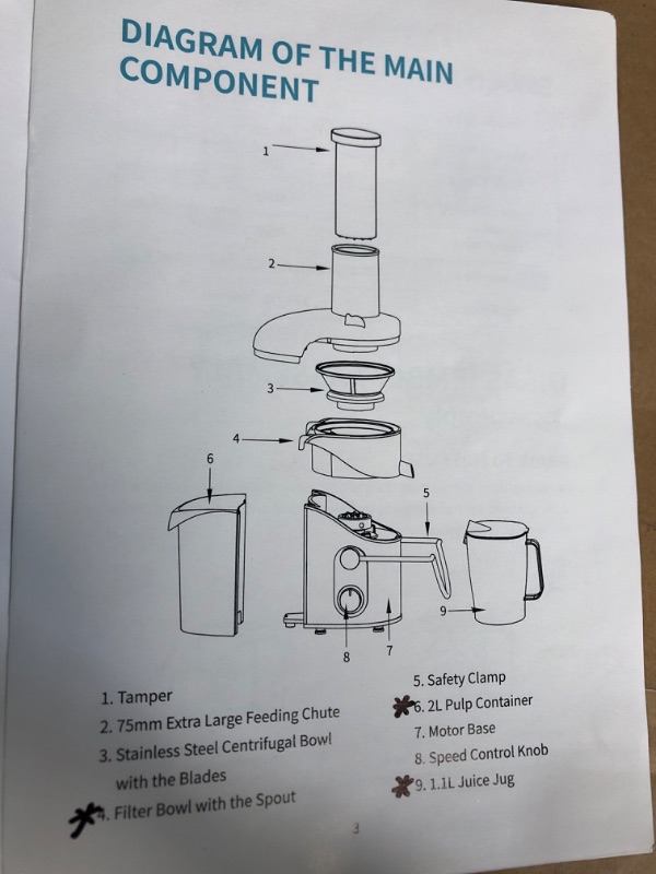 Photo 4 of *PARTS ONLY* Ultrean Juicer Machine with Big Mouth 3” Feed Chute, 