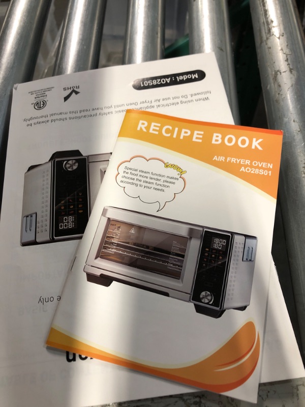 Photo 2 of **DAMAGE**SEE NOTES**
WHALL Toaster Oven Air Fryer, Max XL Large 30-Quart Smart Oven,11-in-1 Toaster Oven Countertop with Steam Function,12-inch Pizza,6 slices of Toast, 4 Accessories Included, Stainless Steel /1700W/BLACK